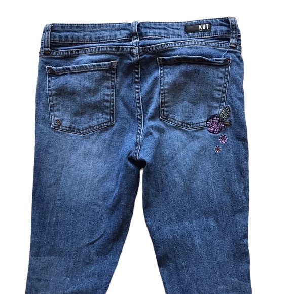 Kut from the Kloth Medium Wash Distressed Embroidered Straight Leg Jeans - Picture 10 of 11